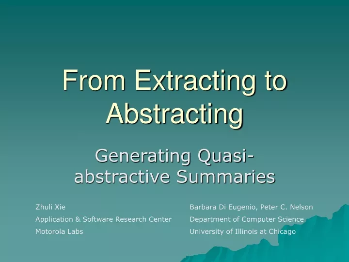 from extracting to abstracting