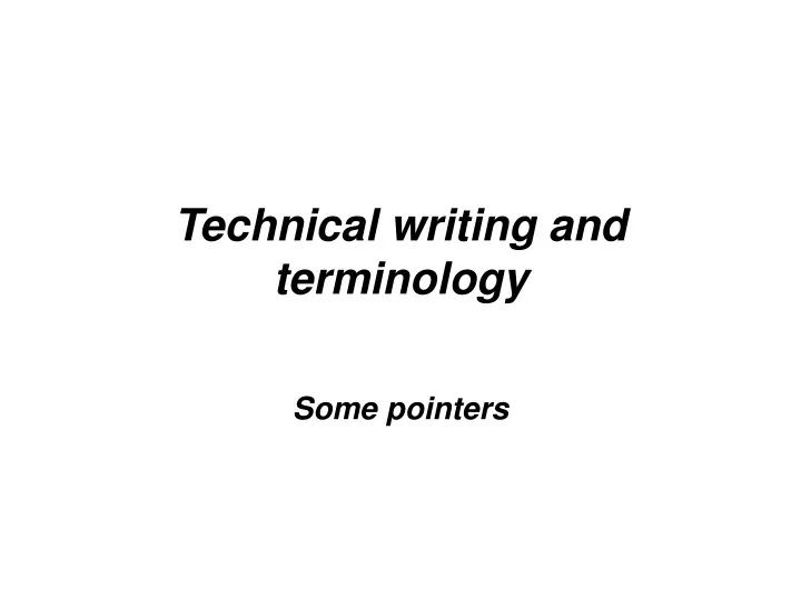 technical writing and terminology