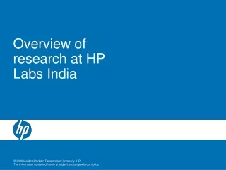 Overview of research at HP Labs India