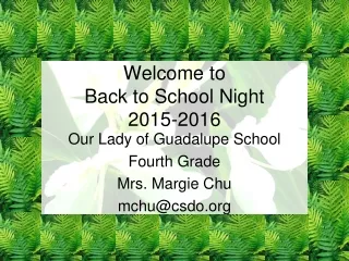 Welcome to  Back to School Night 2015-2016