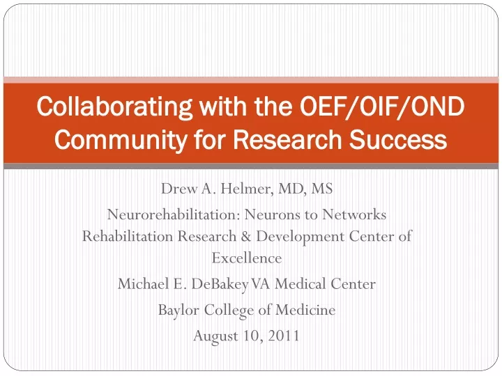 collaborating with the oef oif ond community for research success