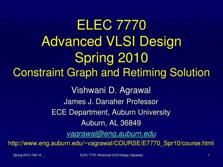 elec 7770 advanced vlsi design spring 2010 constraint graph and retiming solution