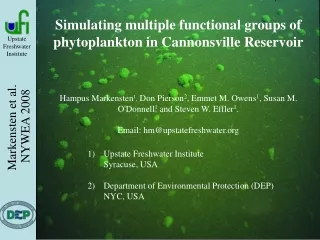 Simulating multiple functional groups of phytoplankton in Cannonsville Reservoir