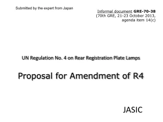 UN Regulation No. 4 on Rear Registration Plate Lamps Proposal for Amendment of R4