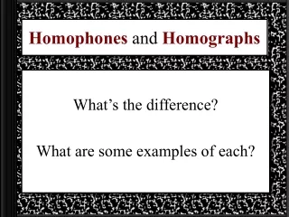 Homophones  and  Homographs