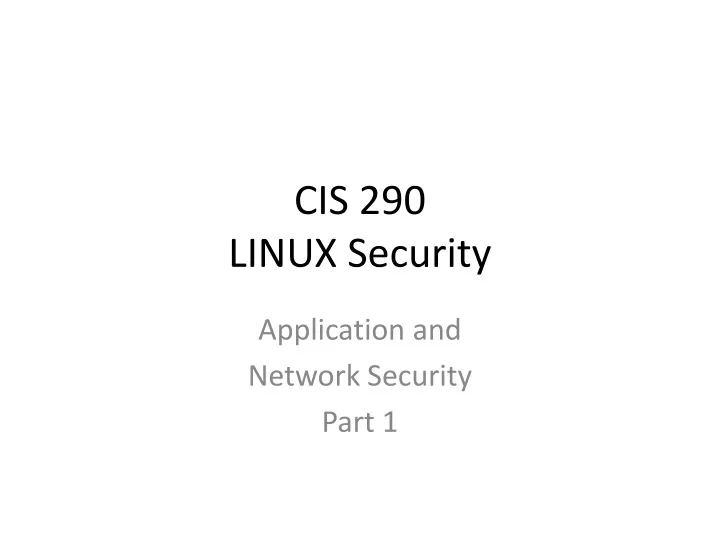 cis 290 linux security