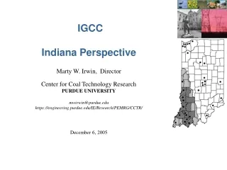 IGCC Indiana Perspective Marty W. Irwin,  Director Center for Coal Technology Research