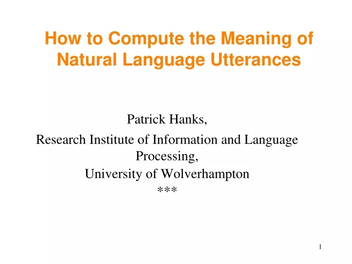 how to compute the meaning of natural language utterances