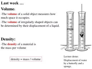 Last week … Volume :  The  volume  of a solid object measures how much space it occupies.