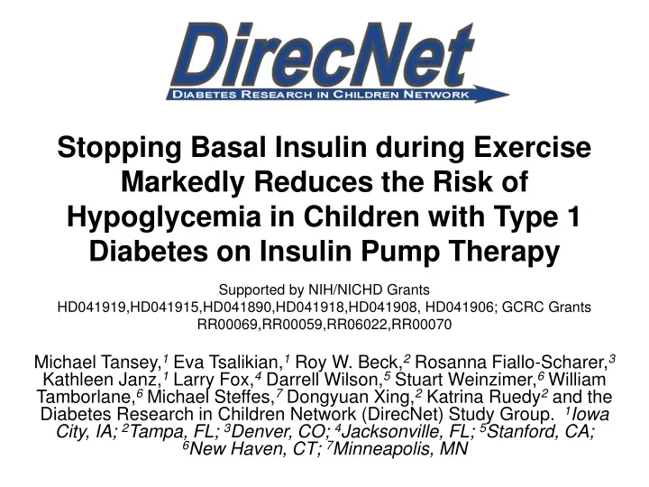 stopping basal insulin during exercise markedly