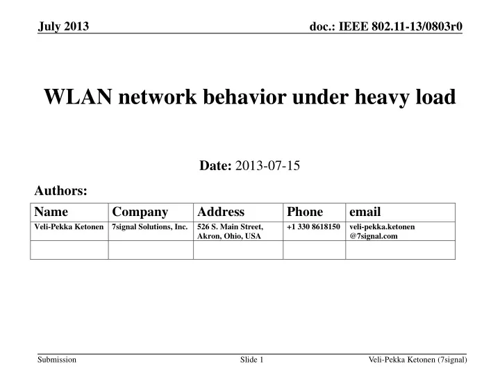 wlan network behavior under heavy load
