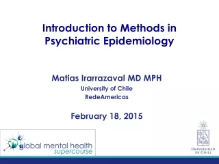 Introduction to Methods in Psychiatric Epidemiology