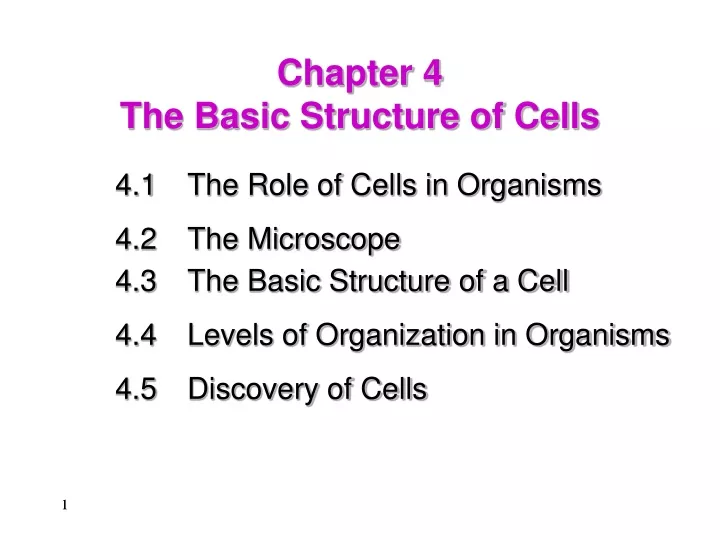 chapter 4 the basic structure of cells