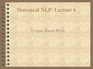Statistical NLP: Lecture 6