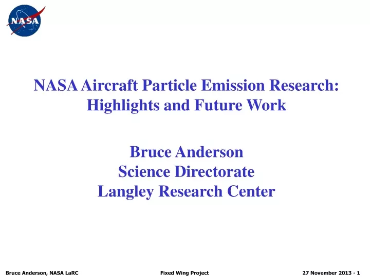 nasa aircraft particle emission research