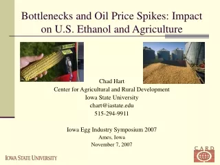 Bottlenecks and Oil Price Spikes: Impact on U.S. Ethanol and Agriculture