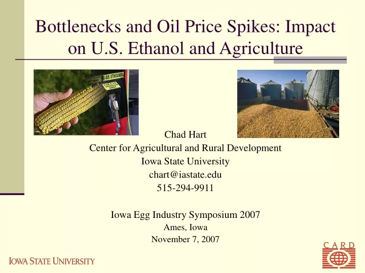 bottlenecks and oil price spikes impact on u s ethanol and agriculture