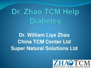Dr. Zhao TCM Help Diabetes
