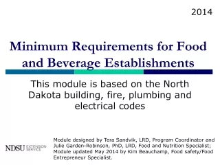 Minimum Requirements for Food  and Beverage Establishments