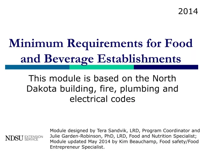 minimum requirements for food and beverage establishments