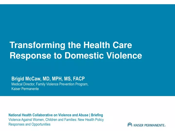 transforming the health care response to domestic