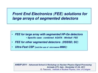 Front End Electronics  ( FEE )  solutions for      large arrays of segmented detectors