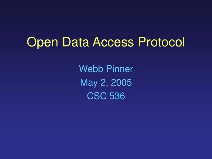 open data access protocol