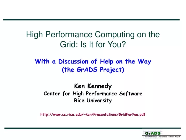 high performance computing on the grid