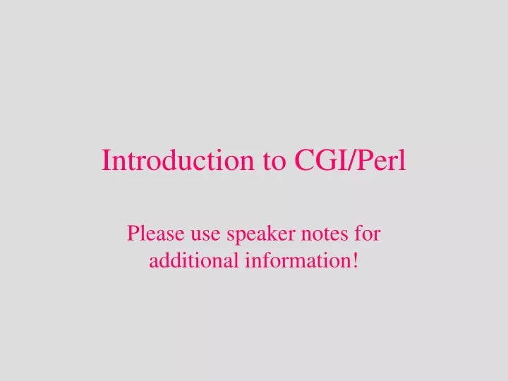 introduction to cgi perl