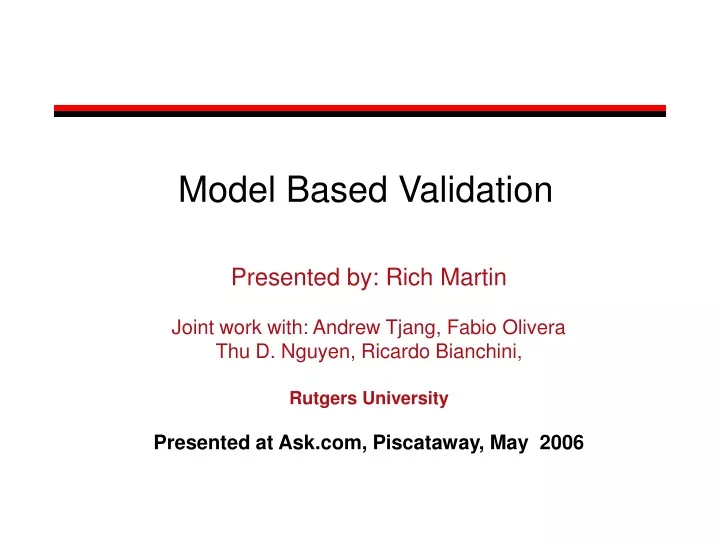 model based validation