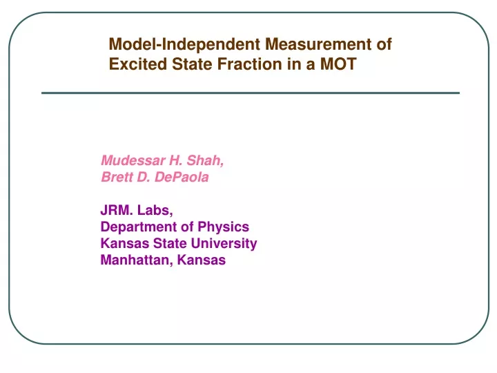 model independent measurement of excited state