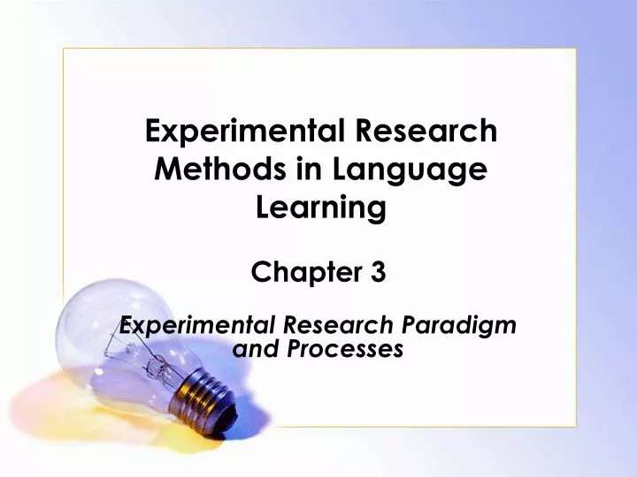 experimental research methods in language learning