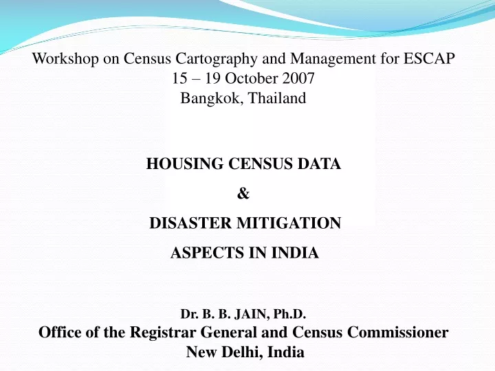 workshop on census cartography and management