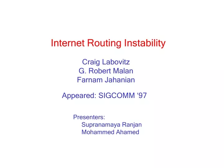 internet routing instability
