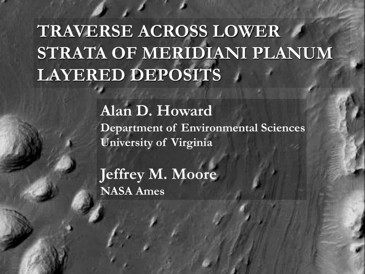 traverse across lower strata of meridiani planum