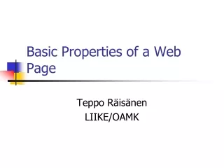 Basic Properties of a Web Page