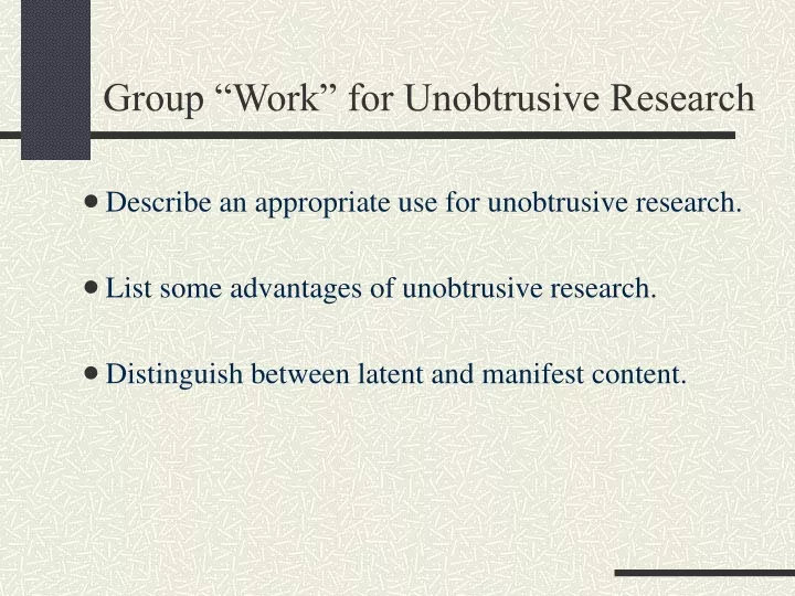 group work for unobtrusive research