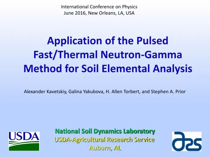 application of the pulsed fast thermal neutron gamma method for soil elemental analysis