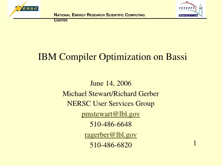 ibm compiler optimization on bassi