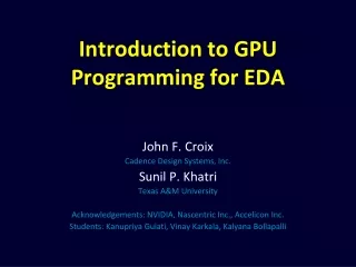 Introduction to GPU Programming for EDA