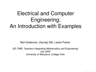 Electrical and Computer Engineering: An Introduction with Examples