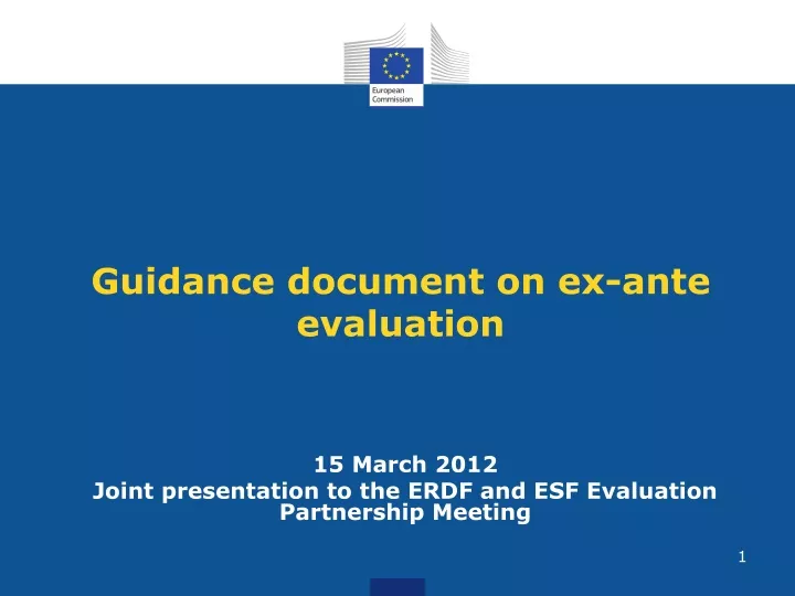 guidance document on ex ante evaluation