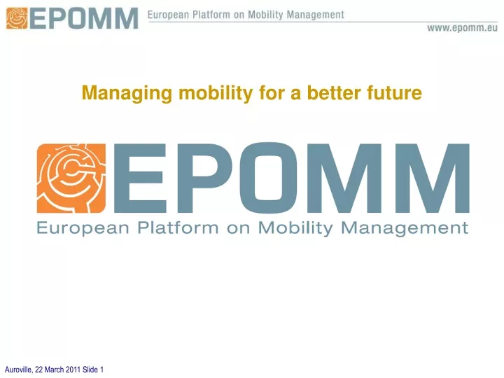 managing mobility for a better future
