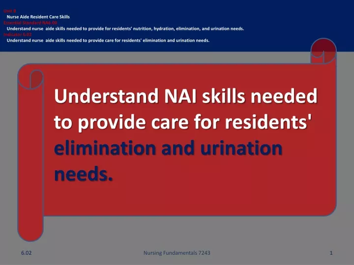 unit b nurse aide resident care skills essential
