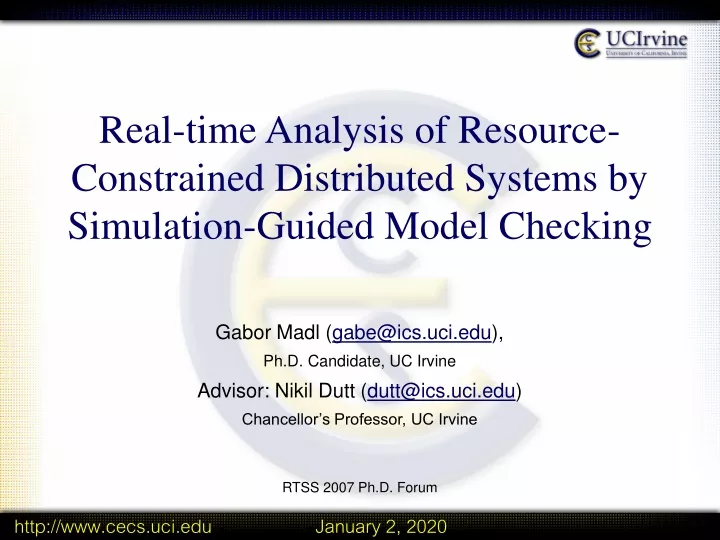 real time analysis of resource constrained distributed systems by simulation guided model checking