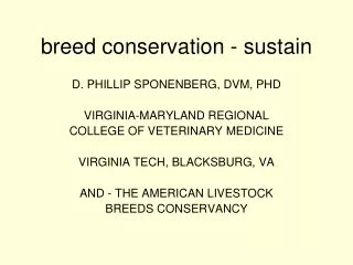 breed conservation - sustain