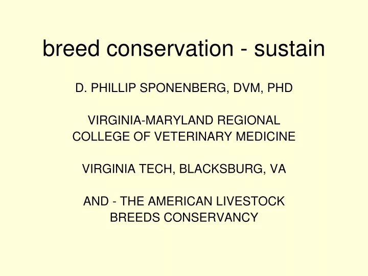 breed conservation sustain