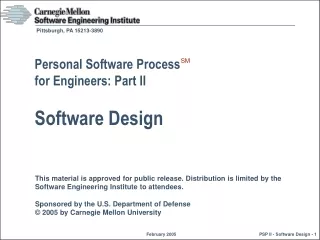 Personal Software Process  for Engineers: Part II Software Design