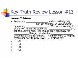 Key Truth Review Lesson #13