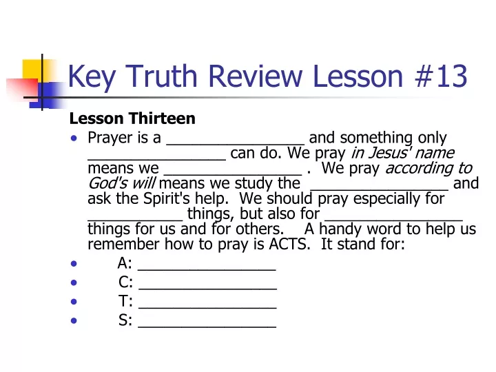 key truth review lesson 13